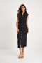 Women's Black Lycra Draped Midi Length Gold Button Detailed Wrap Dress 6008 60283332 - 5