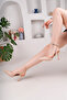 Nude Patent Leather Pointed Buckle Heeled Shoes - 2