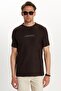 Men's Slim Fit Slim Fit Cotton Ribbed Printed Brown Crew Neck T-Shirt - 4