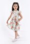 Girl's Flower Patterned Dress - Crepe Fabric, Bag Gift - 4