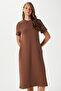 Women's Hanna Pocket Bell Cut Brown Combed Cotton Summer Dress 14266 - 5