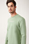 Men's Water Green Crew Neck Printed Cotton Sweatshirt A31Y1210 - 2