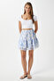Women's Juliet Blue Floral Lined Flounce Mini Chiffon Woven Skirt - 6