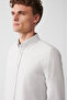Men's Beige Easy-Iron Buttoned Collar Dobby Shirt A31Y2064 - 2