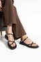 Women's Black Matte Gold Ring Detailed Daily Soft and Comfortable Sandals - 4