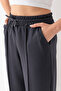 Women's Smoked Modal Fabric Balloon Model Ribbed Front Comfortable Fit Pants - 2