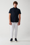 Men's Navy Blue Easy to Iron Classic Collar Knitted Lycra Cotton Shirt E 002051 - 5
