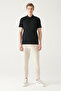 Men's Black Uncurlable 100% Cotton 3-Button Polo Collar T-Shirt E 001035 - 5