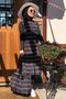 Women's Black Striped Fully Covered Hijab Swimsuit Set of 2 - 4