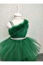 One Shoulder Stone Detailed Tulle Children's Evening Dress - 3