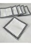 6 Pieces Checkered Luxury Cocktail Presentation Napkin Brown and Silver