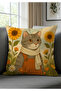 Ghibli Style Floral Cat Couple Throw Pillow Case – Romantic Set of 2 Special Decorative Pillows for Couples - 6