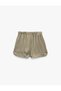 Elastic Waist Tied Loose Fit Pocket Aerobin Satin Mini Shorts - 4