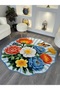 Leyla Collection Colorful Flowers and Butterfly Detailed Woven Base Decorative Carpet Leyla54