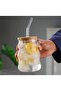 Coffee Glass with Bamboo Lid and Glass Straw Heat Resistant Ice Latte Cup Glass Presentation Cup 450ml - 7