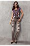 Wd529 Women's Trousers with Ripped Detail - 4