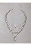 Silver Color Lock Layered Necklace Choker Necklace For Women Layered Necklace - 3