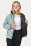 Girl's Mint Green Lined Water and Windproof Hooded Raincoat with Double Zipper Pockets - 5