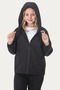 Girl's Black Lined Waterproof and Windproof Hooded Raincoat with Double Zipper Pockets - 3