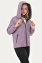 Girl's plum inner lined water and windproof k Hooded double zippered pocket raincoat - 5