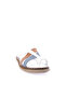 290-23Y Women's Cross Strap Flip Flops Genuine Leather White Garni - 2