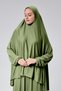 Women's Two Piece Prayer Dress with Headscarf Organic Cotton Elastic Sleeve Non-Slip Skirt Combed Hijab - 2