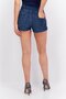 Women Solid Denim Shorts, Blue - 4