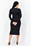 Women Textured Midi Dress, Dark Grey - 2