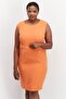 Women Plus Size Solid Sheath Dress, Orange