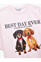 Short Sleeve Crew Neck Cotton Dog Printed Oversize T-Shirt - 6