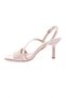 Beige Patent Leather Women's Heeled Sandals - Square Toe, Cross Strap 8163275 - 3