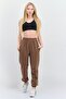 Women Regular Fit Solid Pull On Jogger Pants, Brown - 4