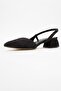 Sella Black Satin Stone Women's Short Heeled Shoes - 4