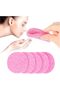 5 Pcs Round Makeup Sponge Wood Pulp Makeup Remover Facial Cleansing Sponge Skin Care Tool (Pink) - 2