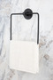 Black Round Adhesive Square Towel Holder / Outdoor Toilet Roll Holder 2-Piece Bathroom Set - 2