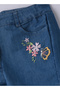 Girls Blue Embroidered Denim Shorts - 5