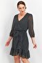 Women Embroidered Mini Dress, Black - 5