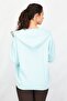 Women Hooded Neck Graphic Full Zip Sweatshirt, Pastel Turquoise - 3