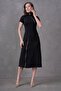 Modern Style Straight Cut Zipper Design Black Midi Length Dress 2175 - 2