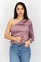 Women Asymmetrical Neck One Shoulder Solid Top, Lilac