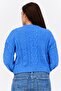 Women Crew Neck Knitted Sweater, Blue - 2