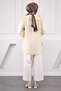 Beige Baby Collar Bow Detailed Shirt - 4