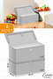 2Pcs Mini Multi-Purpose Storage Box, Toy Box, Organizer, Box Hurç Gray Striped Pattern 40X30X25