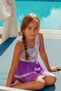 My Little One's Cicileri (3-12 Years) Tie-Dye Patterned Girls' Skirted Swimsuit - Purple - 2