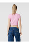 Pink Crew Neck Naughty or Nice Printed Crop T-Shirt - 2