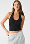 Women's Black Halter Neck Crop Top Body