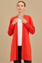 Belted Rayon Cardigan Red