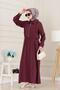 Pocket Detailed Pocketed Ela Dress-Burgundy - 3