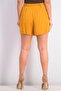 Women Belted Plain Shorts, Mustard - 3