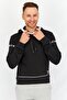 Men Hooded Printed Long Sleeve Sweatshirts, Black